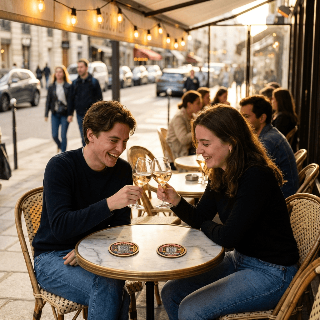 Client scannant un QR code Ludofy dans un bar