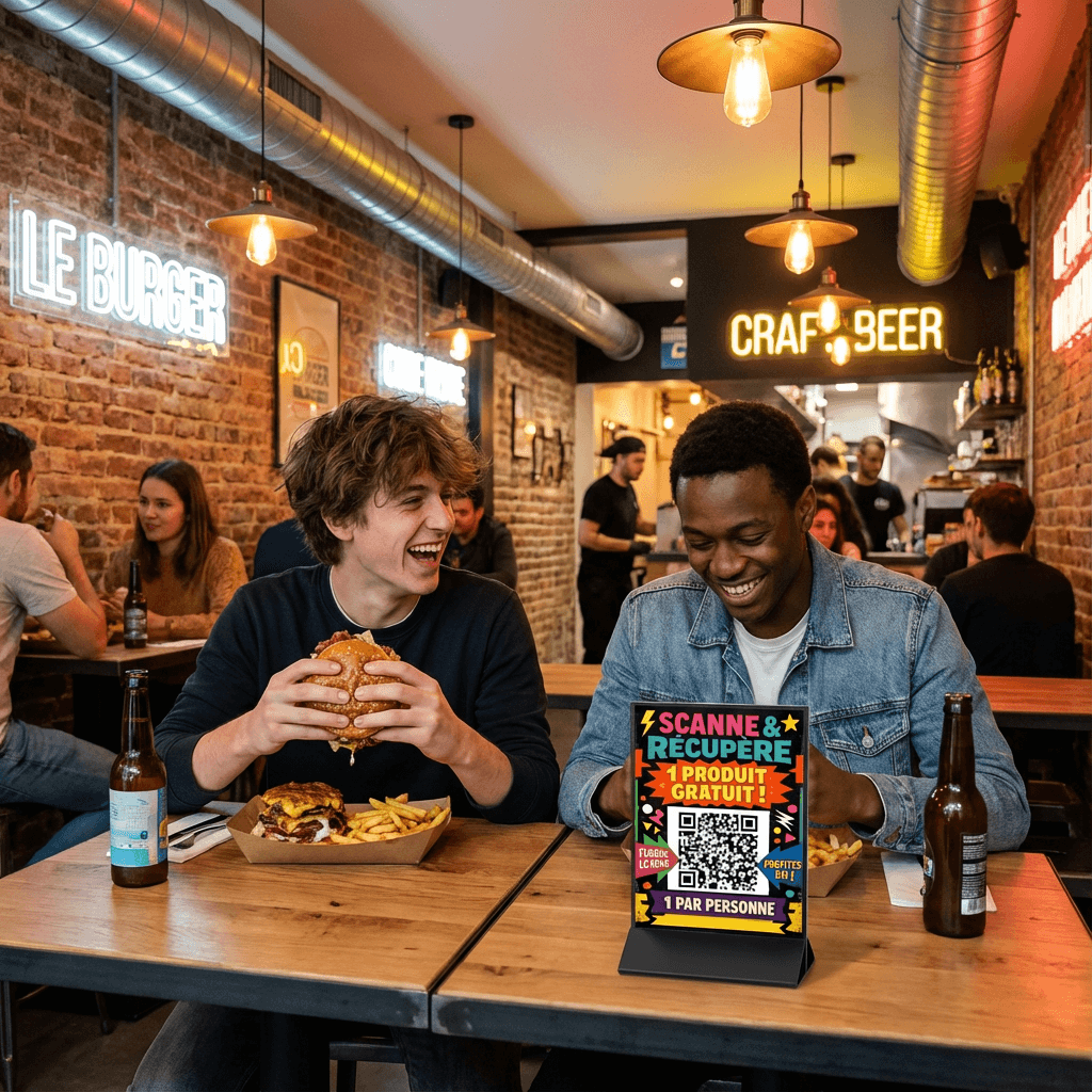 Client scannant un QR code Ludofy dans un restaurant
