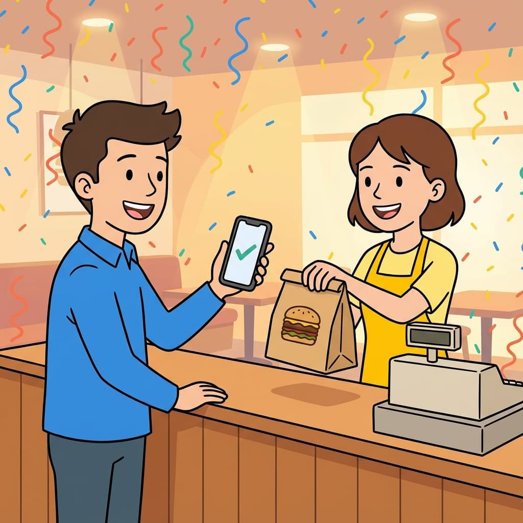 Client validant son lot en un clic sur son téléphone